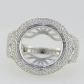 14K White Gold Semi Mount Ring Setting Round RD 15X15mm - Syzjewelry